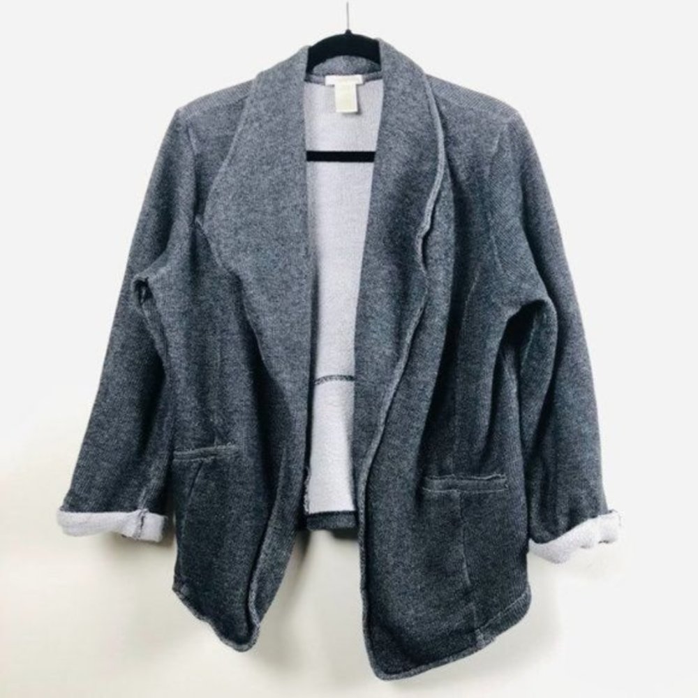 Matty M Black/Charcoal/White Think Cardigan/Jacket- Size Medium